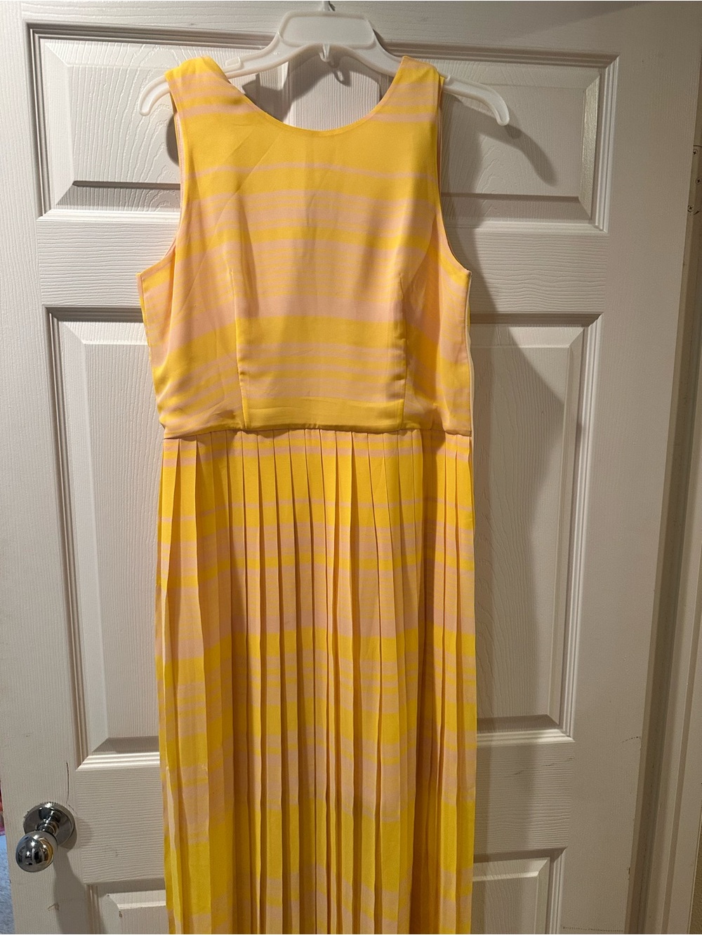 French Connection Yellow and Pale Pink Striped Sleeveless Maxi Dress